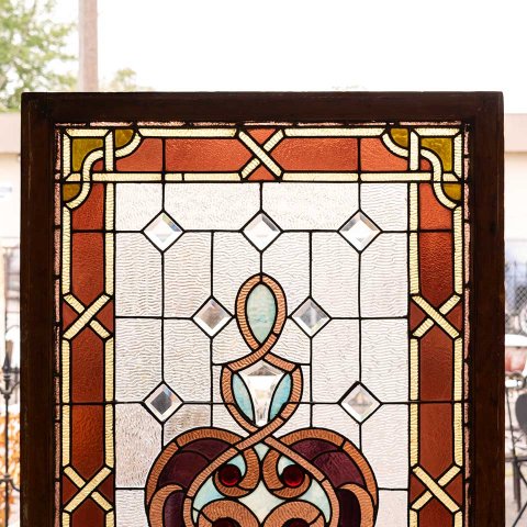 #56510 32x65 Large Antique Stained Glass Window image 7
