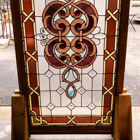 #56510 32x65 Large Antique Stained Glass Window image 8